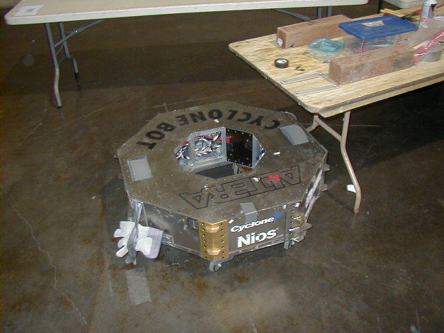 Competitor "CycloneBot" at ROBOlympics 2004